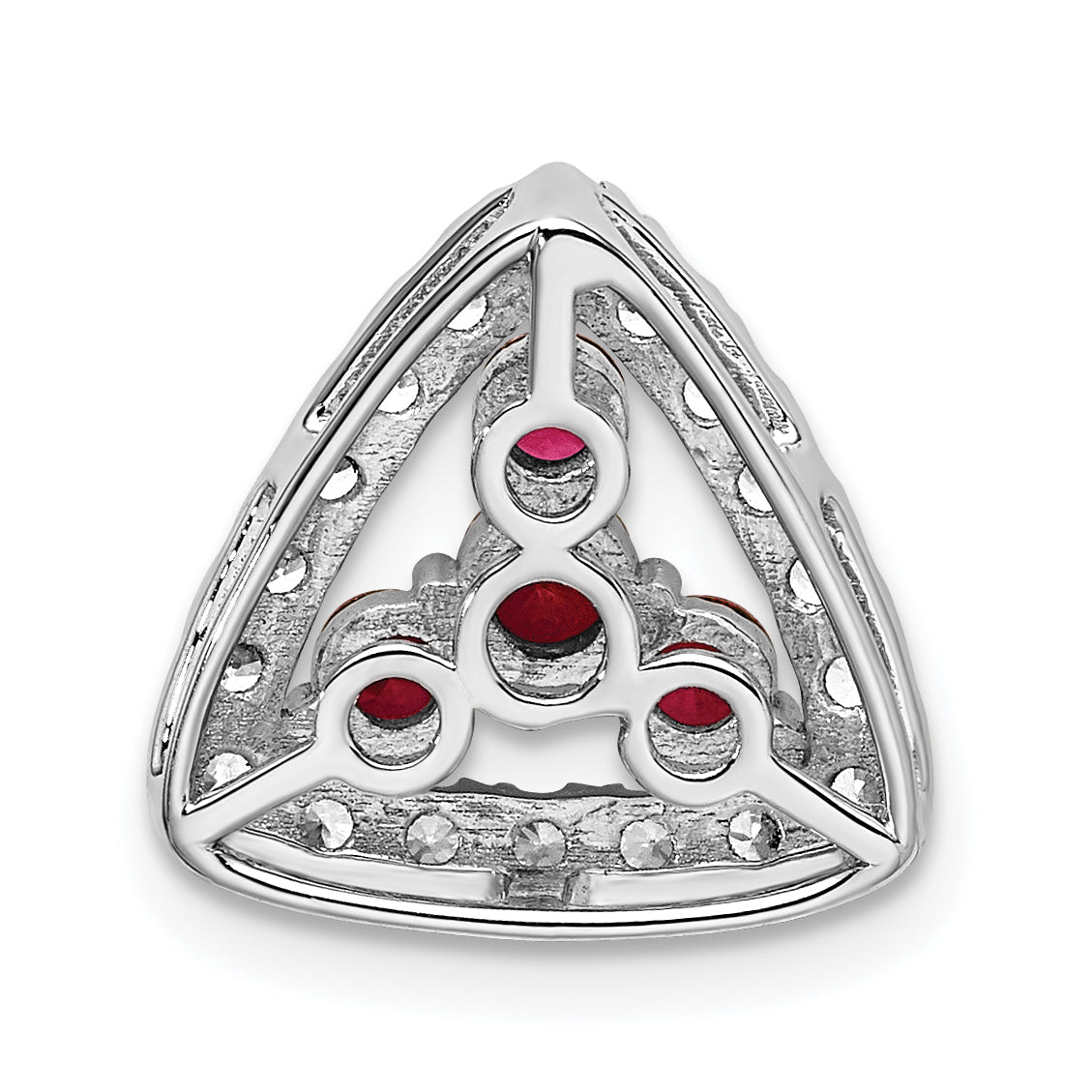 14k White Gold 1/2 Ct. Lab Grown Diamond VS/SI+ G+ and Lab Created Ruby Triangle Chain Slide Pendant