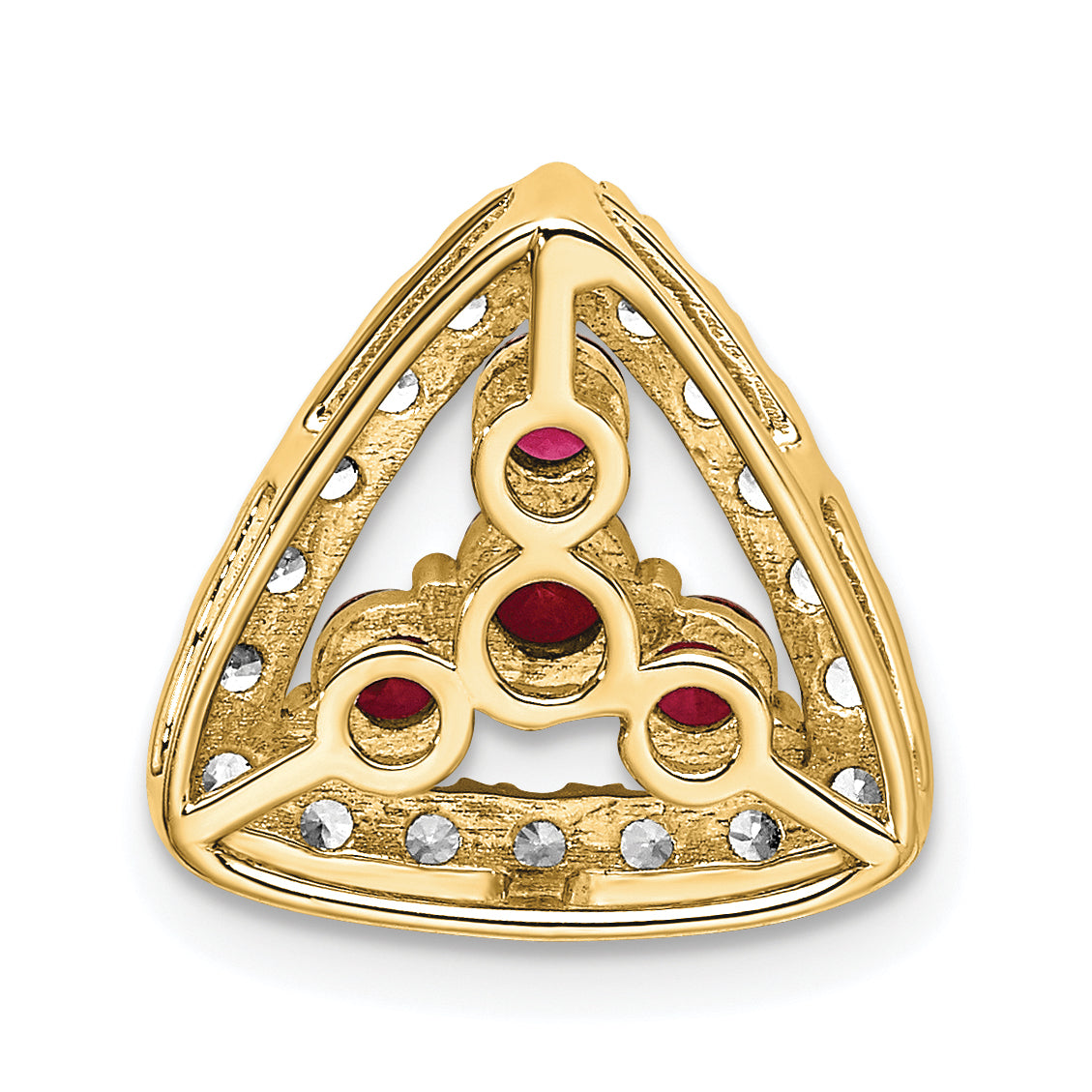 14k Yellow Gold 1/2 Ct. Lab Grown Diamond VS/SI+ G+ and Lab Created Ruby Triangle Chain Slide Pendant