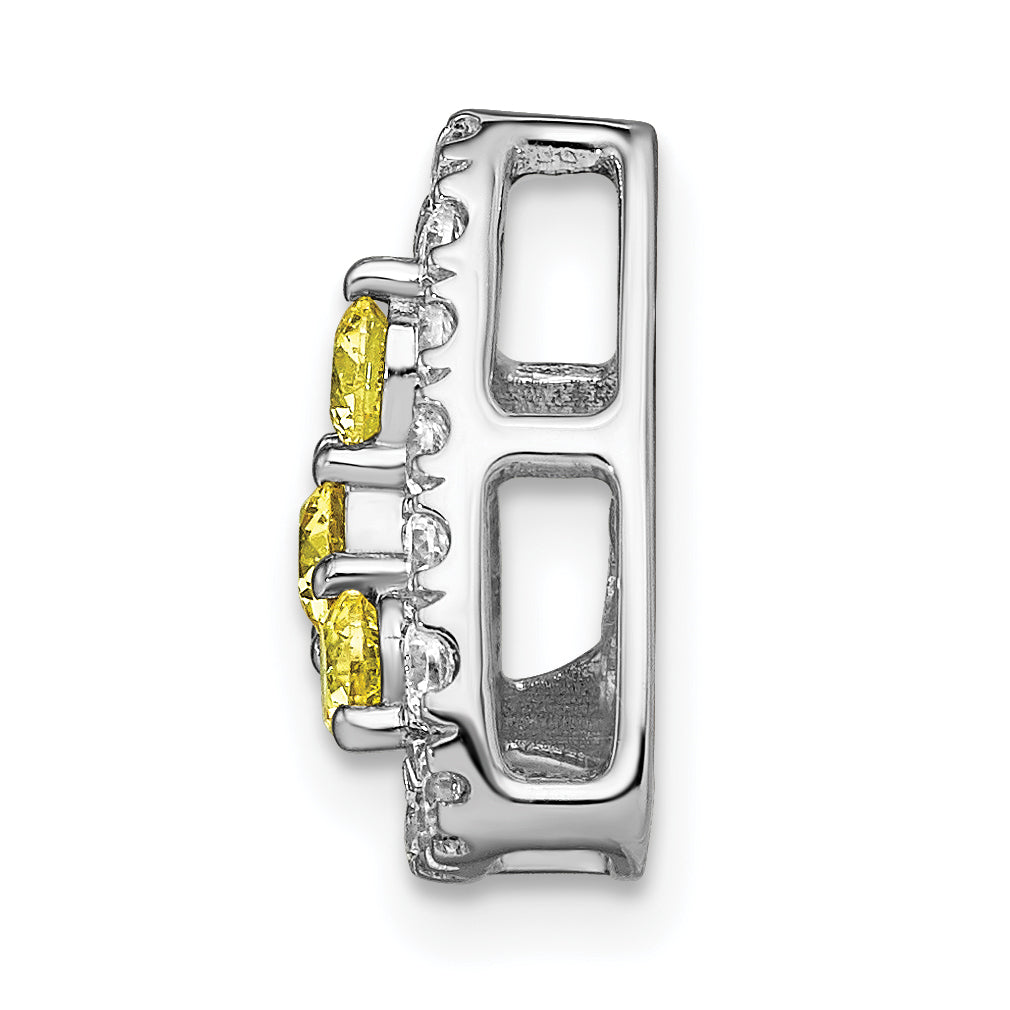 14k White Gold 1/2 Ct. Lab Grown Diamond VS/SI+ G+ and Lab Created Yellow Sapphire Triangle Chain Slide Pendant