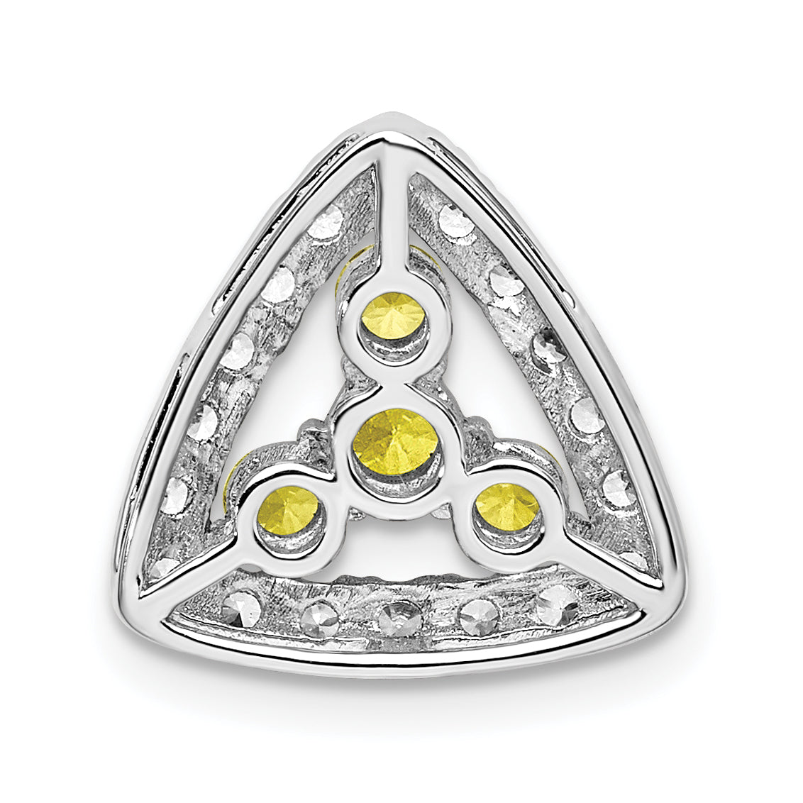 14k White Gold 1/2 Ct. Lab Grown Diamond VS/SI+ G+ and Lab Created Yellow Sapphire Triangle Chain Slide Pendant