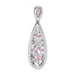 Pure Serenity 14k White Gold 7/8 Ct. Lab Grown Diamond VS/SI+ G+ and Lab Created Pink Sapphire Teardrop Dangle Pendant