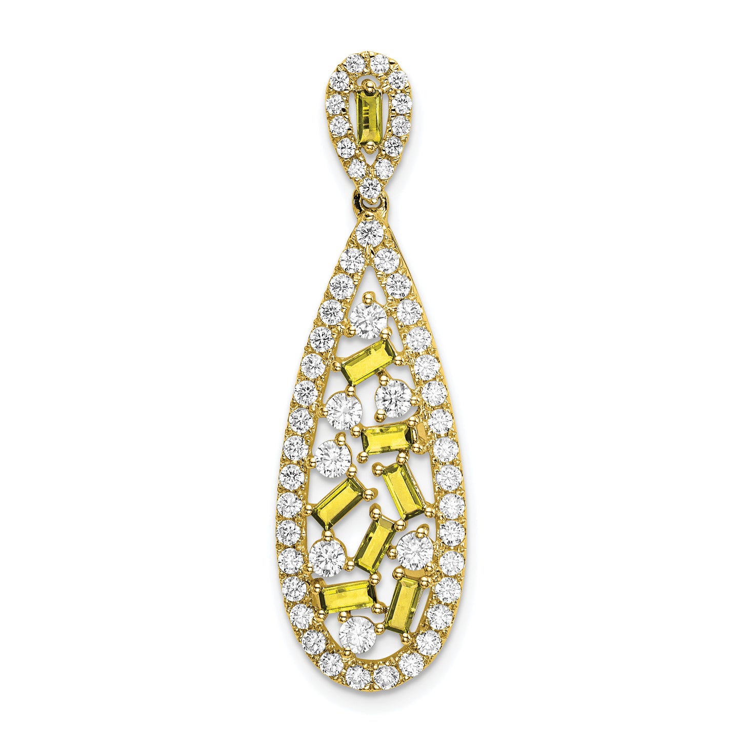 14k Yellow Gold White 7/8 Ct. Lab Grown Diamond VS/SI+ G+ and Lab Created Sapphire Chain Slide Pendant