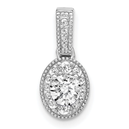 14k White Gold 1/2 Ct. Lab Grown Diamond VS/S FGH Oval Vintage Pendant