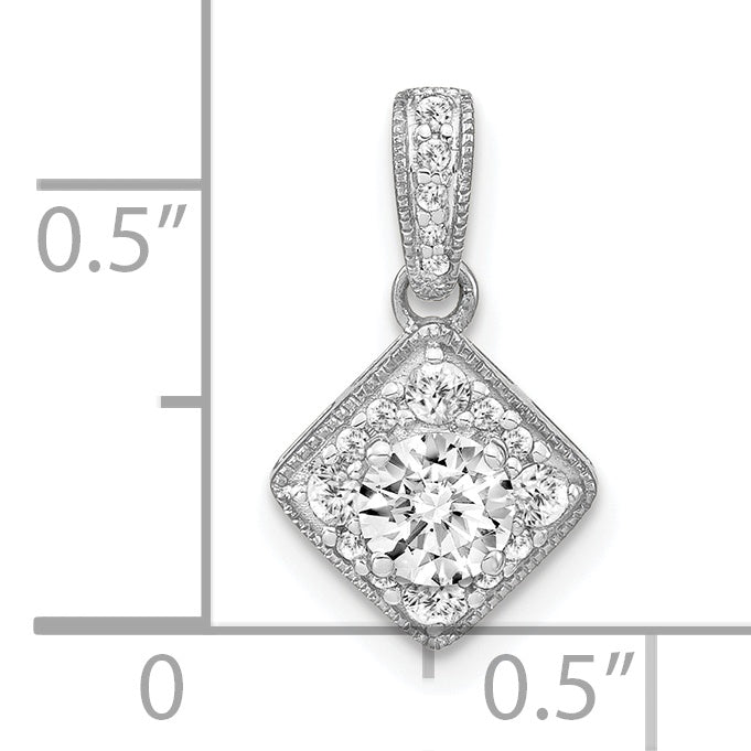 14k White Gold 1/2 Ct. Lab Grown Diamond VS/S FGH Square Vintage Pendant