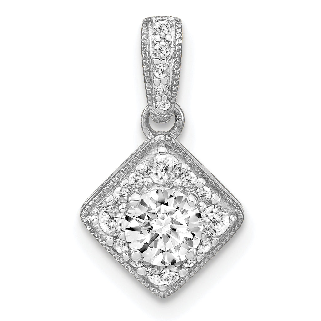 14k White Gold 1/2 Ct. Lab Grown Diamond VS/S FGH Square Vintage Pendant