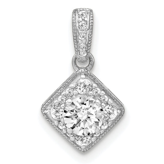 14k White Gold 1/2 Ct. Lab Grown Diamond VS/S FGH Square Vintage Pendant