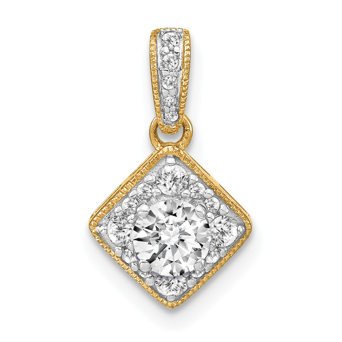 14k Yellow Gold Lab Grown Diamond VS/SI FGH Square Vintage Pendant