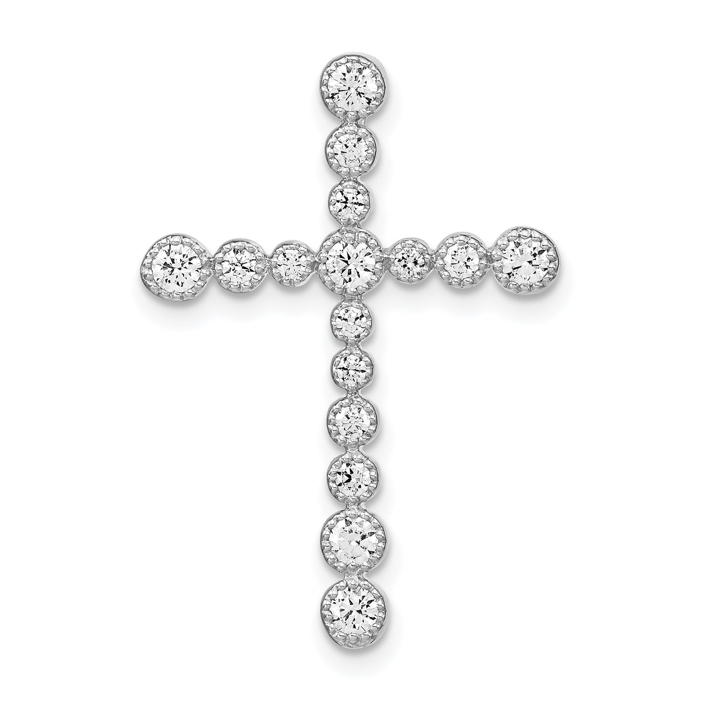 14k White Gold 1/2 Ct. Lab Grown Diamond VS/SI+ G+ Cross Chain Slide Pendant