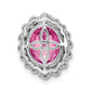 14k White Gold 1/2 Ct. Lab Grown Diamond VS/SI and Oval Lab Created Pink Sapphire Halo Chain Slide Pendant