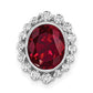 14k White Gold 1/2 Ct. Lab Grown Diamond VS/SI and Oval Lab Created Ruby Halo Chain Slide Pendant