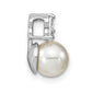 14K White Gold 1/5 Ct. Lab Grown Diamond VS/SI+ G+ and 7.00 mm Freshwater Cultured Pearl Chain Slide Pendant