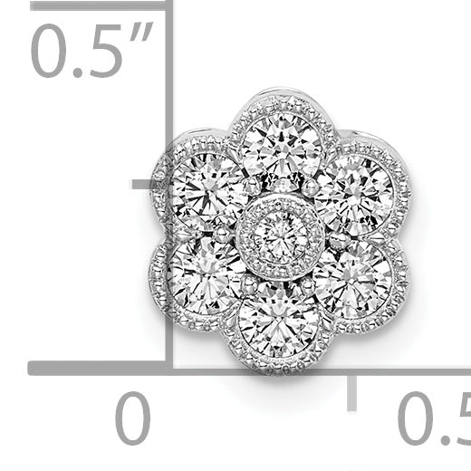 14k White Gold 1/2 Ct. Lab Grown Diamond VS/SI+ G+ Floral Chain Slide Pendant