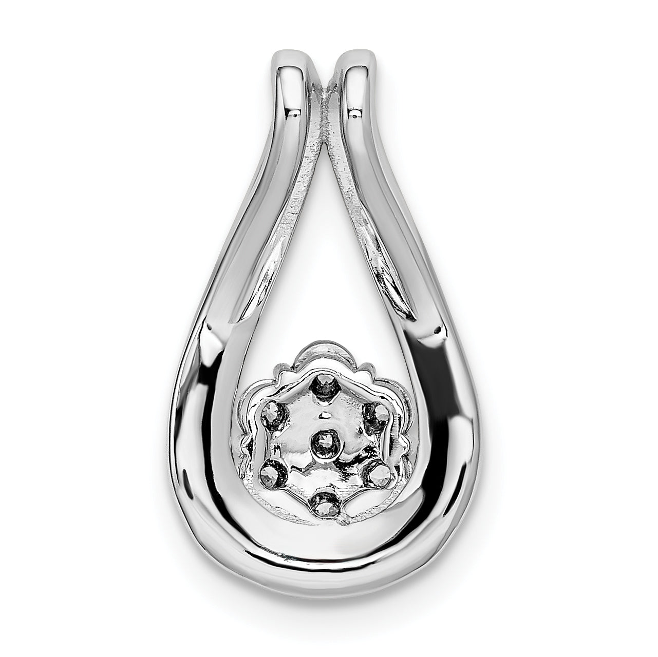 14k White Gold 1/5 Ct. Lab Grown Diamond VS/SI+ G+ Fashion Teardrop Chain Slide Pendant