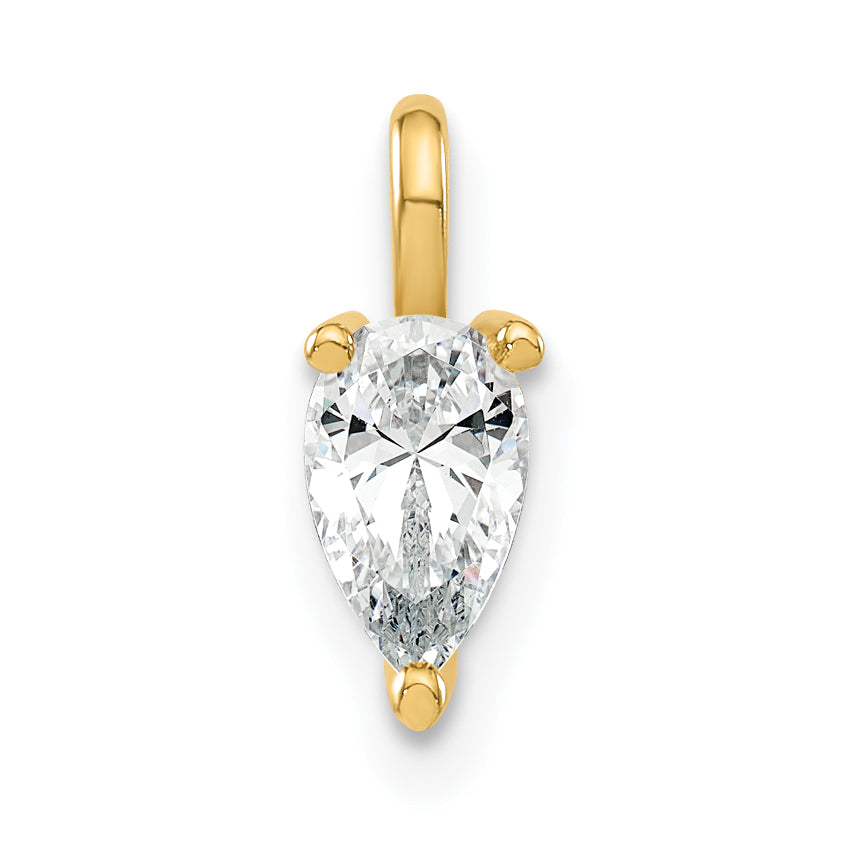 14k Yellow Gold Lab Grown Diamond VS/SI+ G+ 6.25x4.2mm Pear Solitaire Pendant