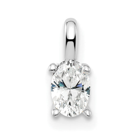 14k White Gold 1/3 Ct. Lab Grown Diamond VS/SI+ G+ Oval Solitaire Pendant