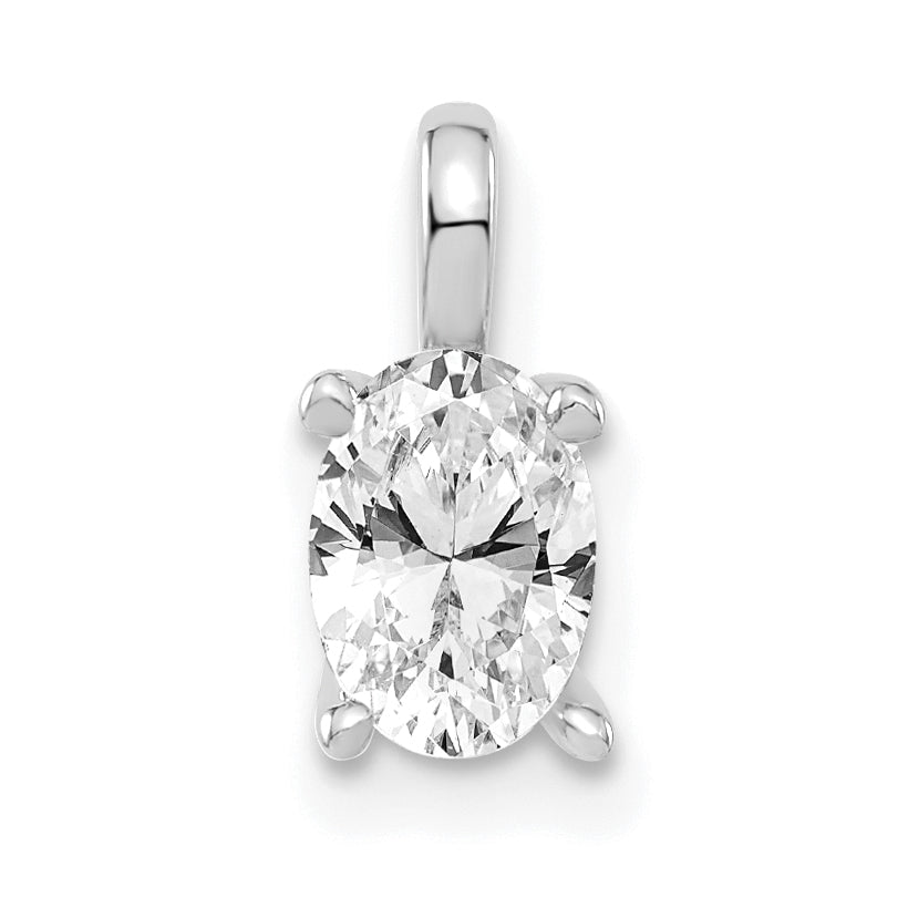 14k White Gold 1/2 Ct. Lab Grown Diamond VS/SI+ G+ Oval Solitaire Pendant