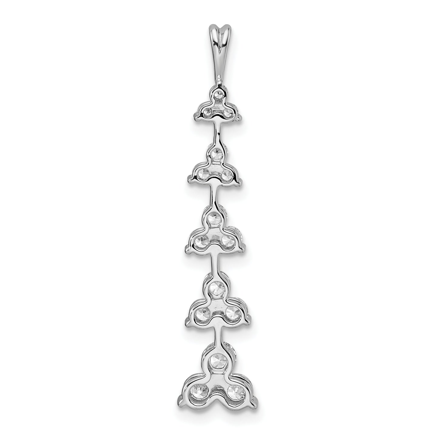 14k White Gold 1 Ct. Lab Grown Diamond VS/SI+ G+ Five Three Stone Cluster Bar Chain Slide Pendant