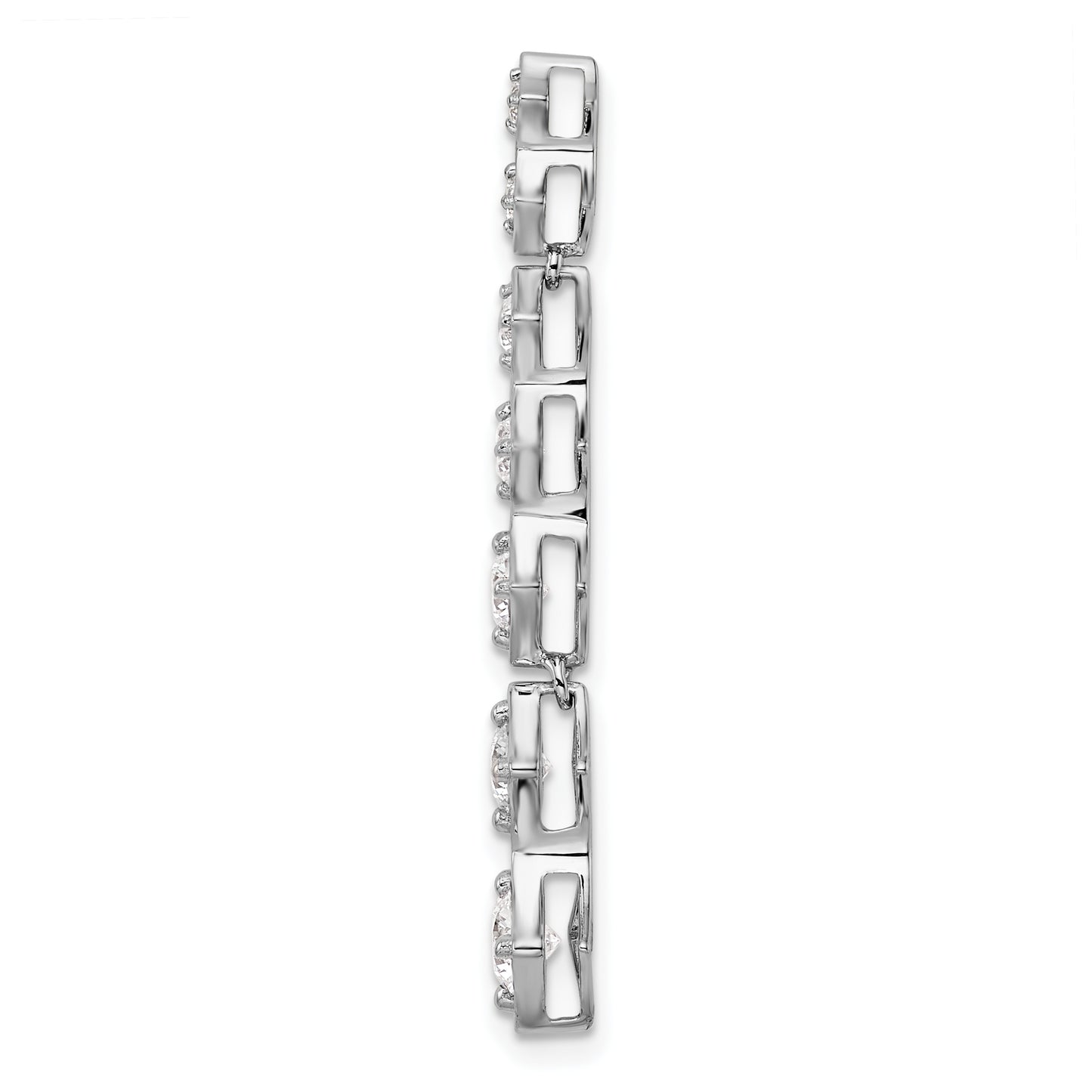 14k White Gold 1 Ct. Lab Grown Diamond VS/SI+ G+ Seven Stone Bar Chain Slide Pendant