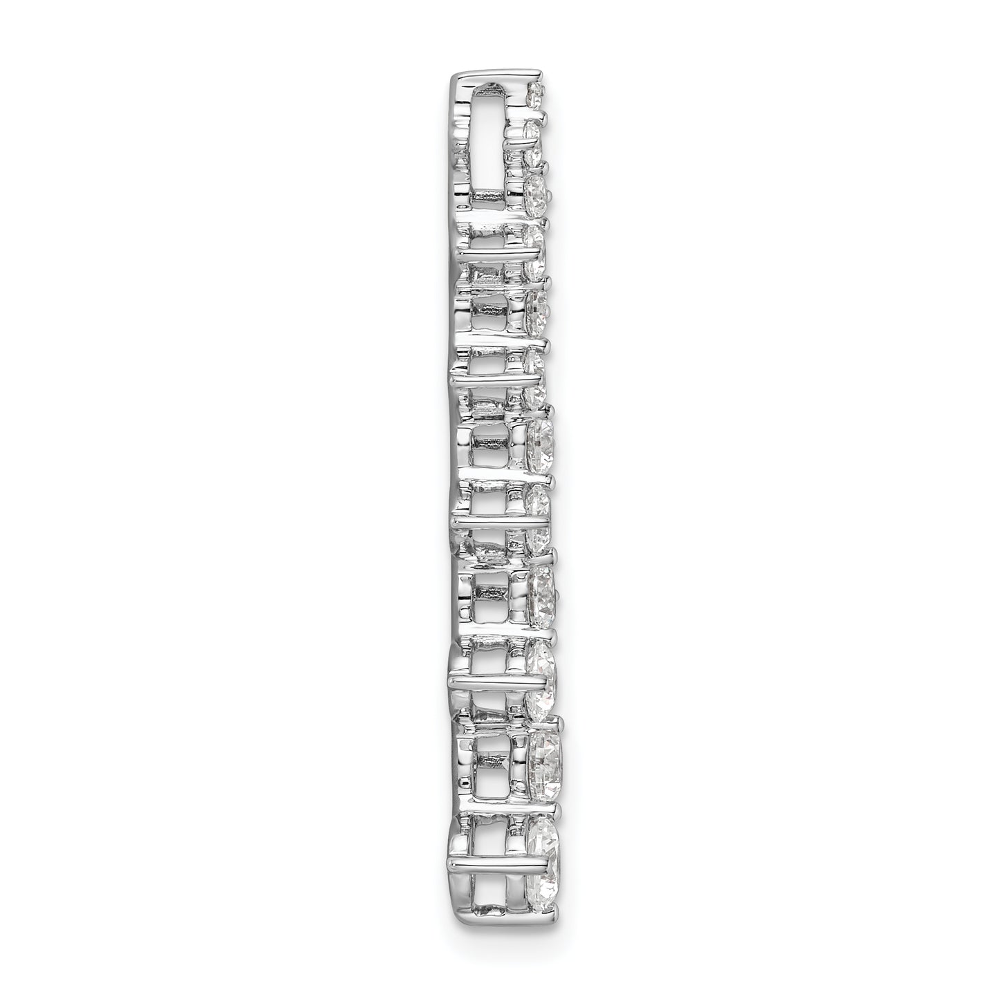 14k White Gold 1 Ct. Lab Grown Diamond VS/SI+ G+ Fancy Bar Chain Slide Pendant