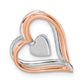 14k Two-tone Two Tone Rose and White Gold 1/20 Ct. Lab Grown Diamond VS/SI+ G+ Double Framed Heart Chain Slide Pendant