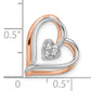 14k Two-tone Two Tone Rose and White Gold 1/20 Ct. Lab Grown Diamond VS/SI+ G+ Double Framed Heart Chain Slide Pendant