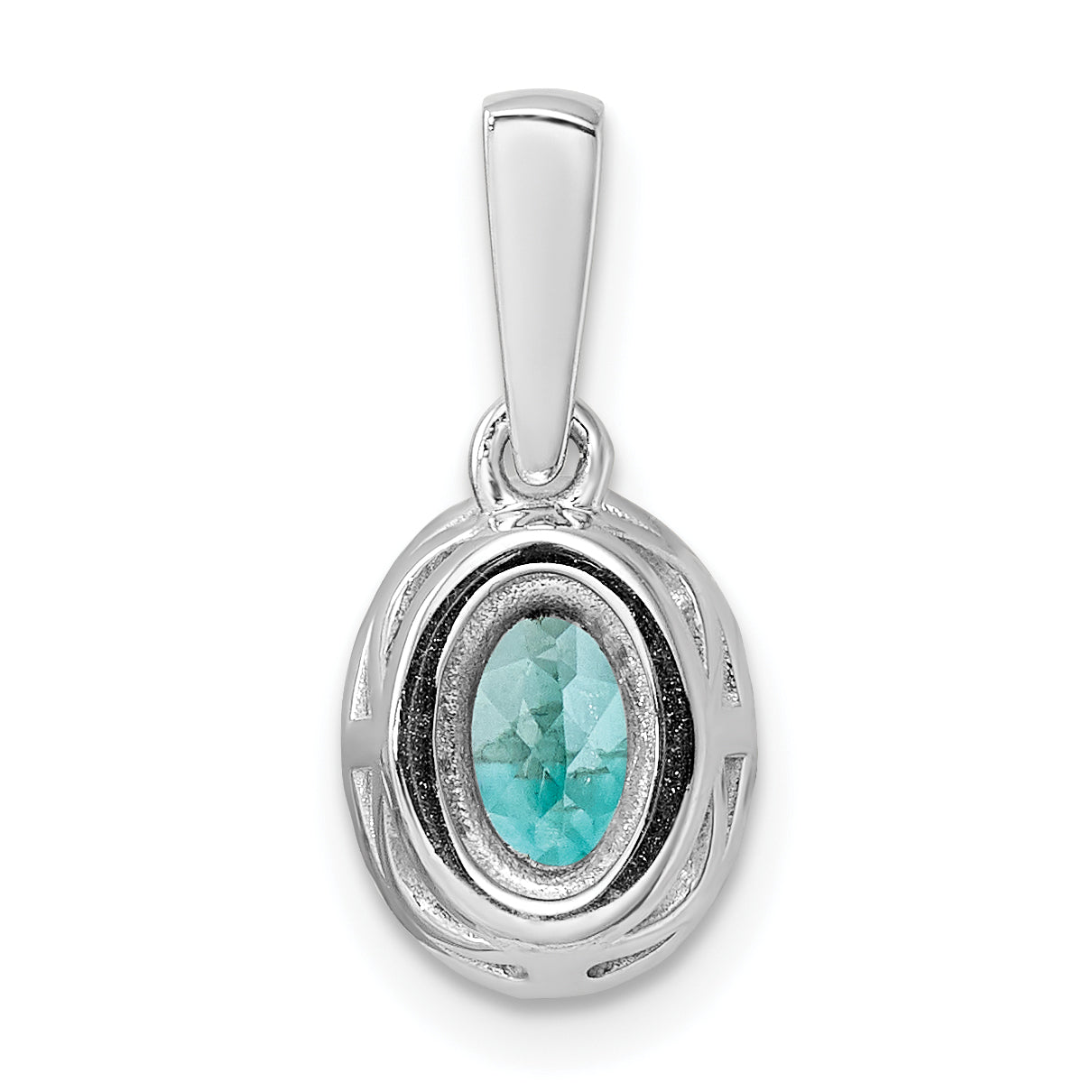 Pure Serenity 14k White Gold 1/10 Ct. Lab Grown Diamond VS/SI+ G+ and Lab Created Paraiba Teardrop Pendant