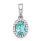 Pure Serenity 14k White Gold 1/10 Ct. Lab Grown Diamond VS/SI+ G+ and Lab Created Paraiba Teardrop Pendant