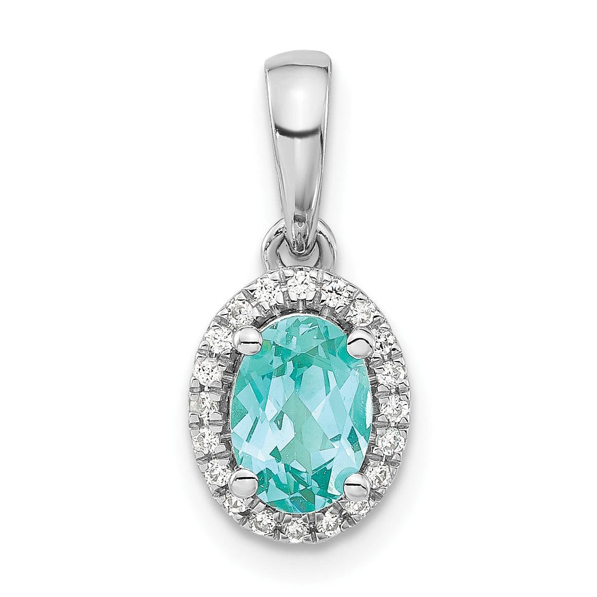 Pure Serenity 14k White Gold 1/10 Ct. Lab Grown Diamond VS/SI+ G+ and Lab Created Paraiba Teardrop Pendant