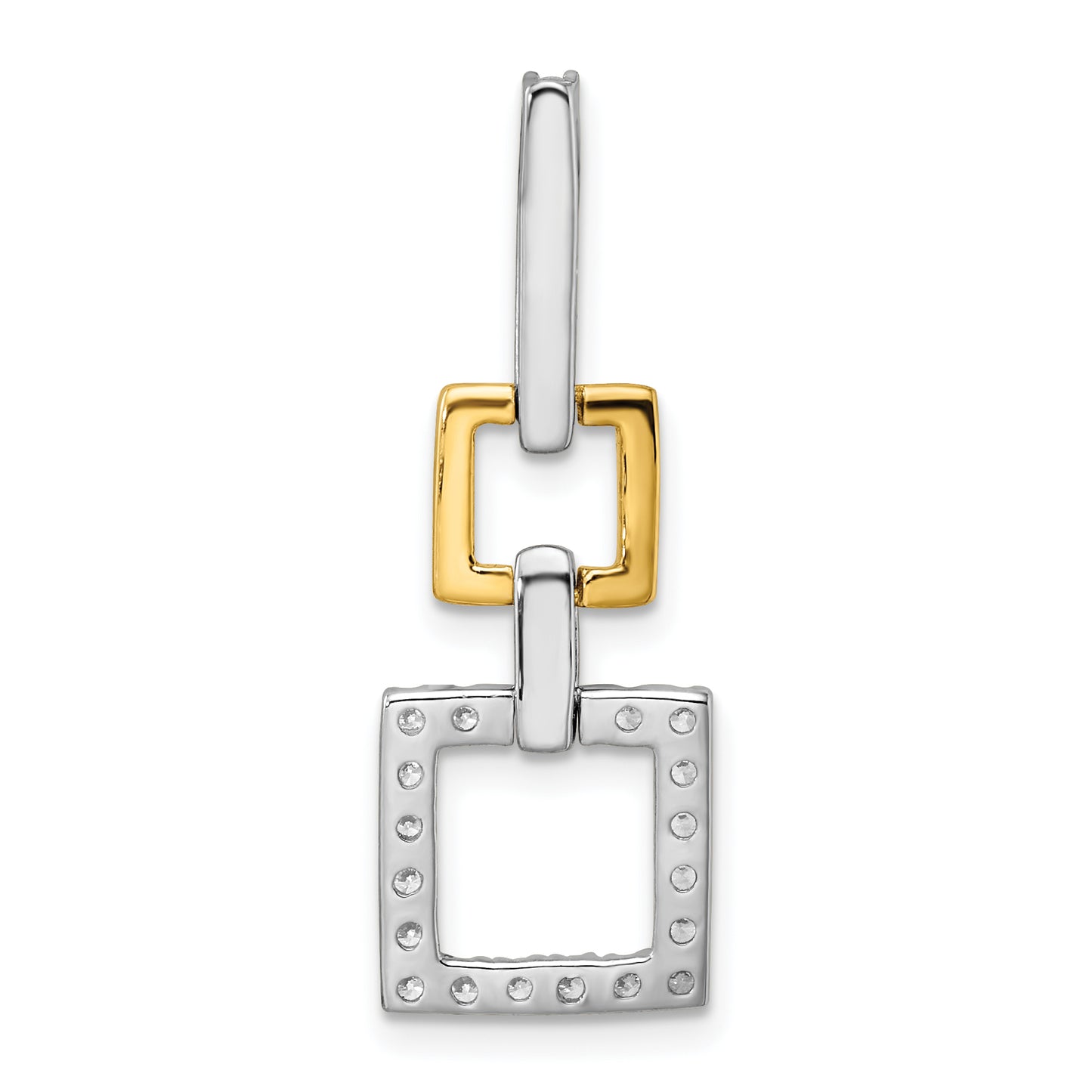 14k Two-Tone 1/2 Ct. Lab Grown Diamond VS/SI+ G+ Dangle Square Chain Slide Pendant