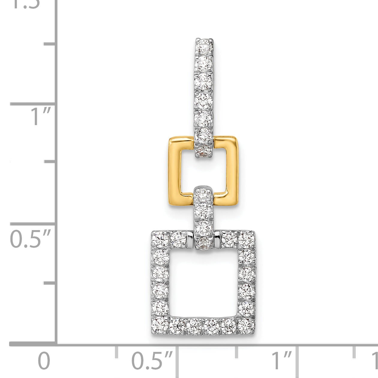 14k Two-Tone 1/2 Ct. Lab Grown Diamond VS/SI+ G+ Dangle Square Chain Slide Pendant