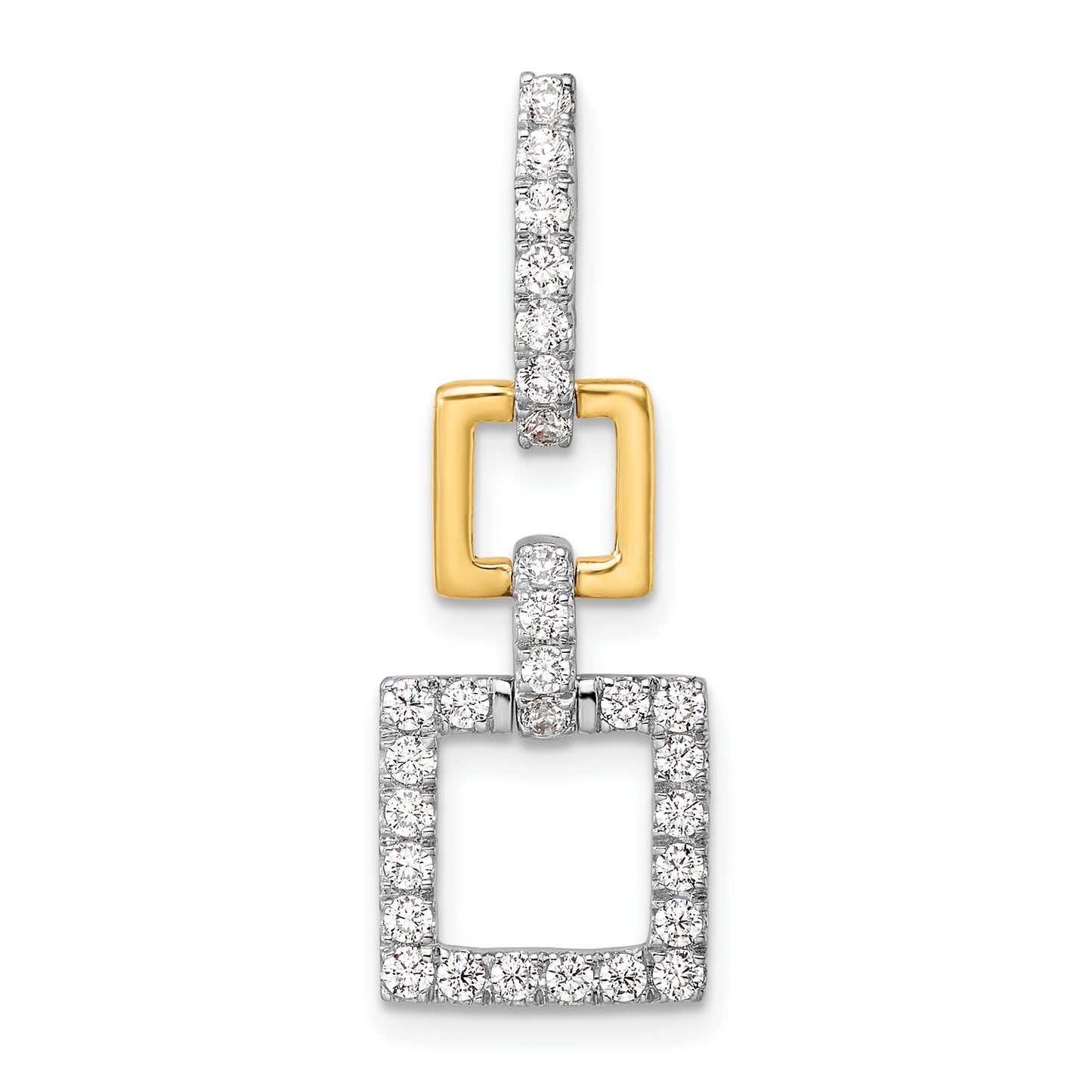 14k Two-Tone 1/2 Ct. Lab Grown Diamond VS/SI+ G+ Dangle Square Chain Slide Pendant