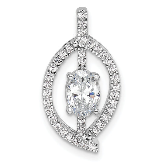 14k White Gold 1/5 Ct. Lab Grown Diamond VS/SI+ G+ 3/4 Ct. Center Round Chain Slide Pendant