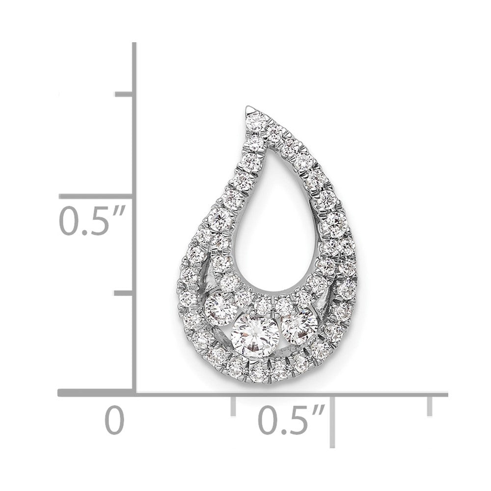 14k White Gold 1/2 Ct. Lab Grown Diamond VS/SI+ G+ Complete Teardrop Cluster Chain Slide Pendant