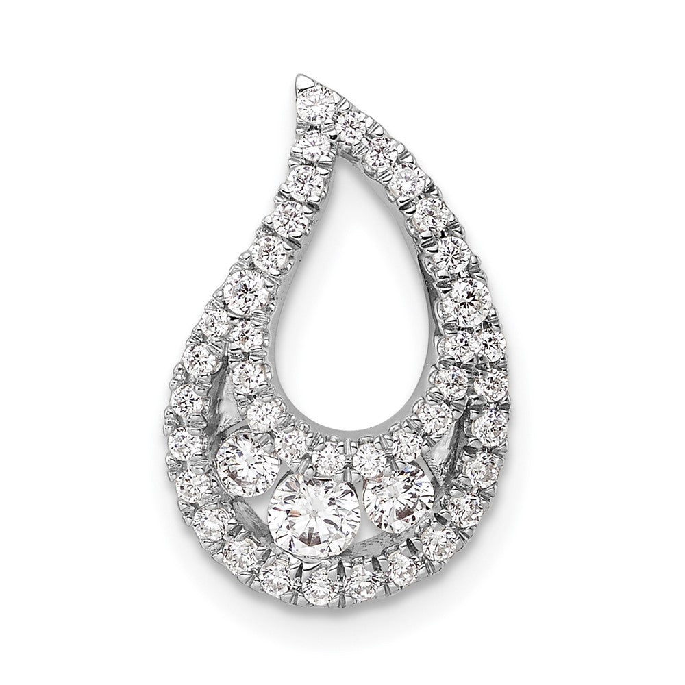 14k White Gold 1/2 Ct. Lab Grown Diamond VS/SI+ G+ Complete Teardrop Cluster Chain Slide Pendant