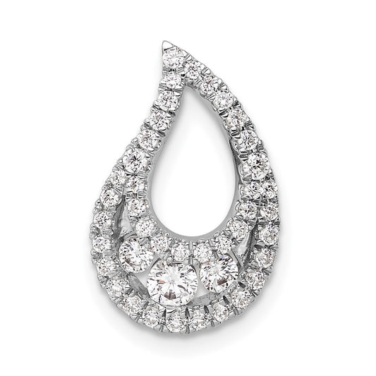 14k White Gold 1/2 Ct. Lab Grown Diamond VS/SI+ G+ Complete Teardrop Cluster Chain Slide Pendant