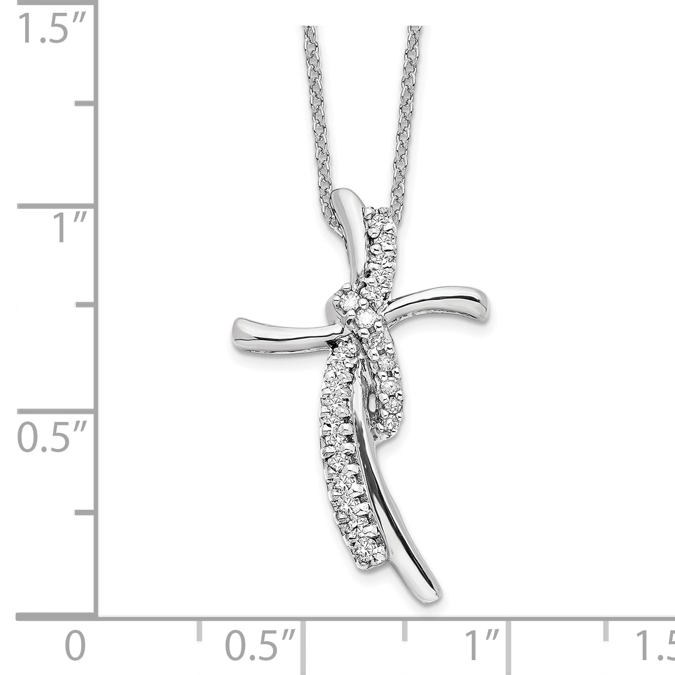 14k White Gold 1/8 Ct. Lab Grown Diamond VS/SI+ G+ 18 inch Cross Pendant Necklace