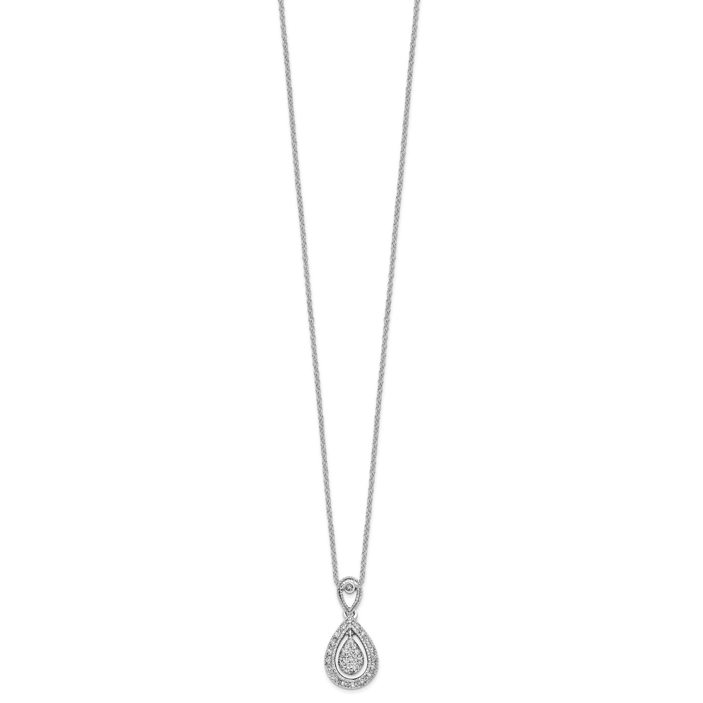 14k White Gold 1/5 Ct. Lab Grown Diamond VS/SI+ G+ 18 inch Teardrop Pendant Necklace