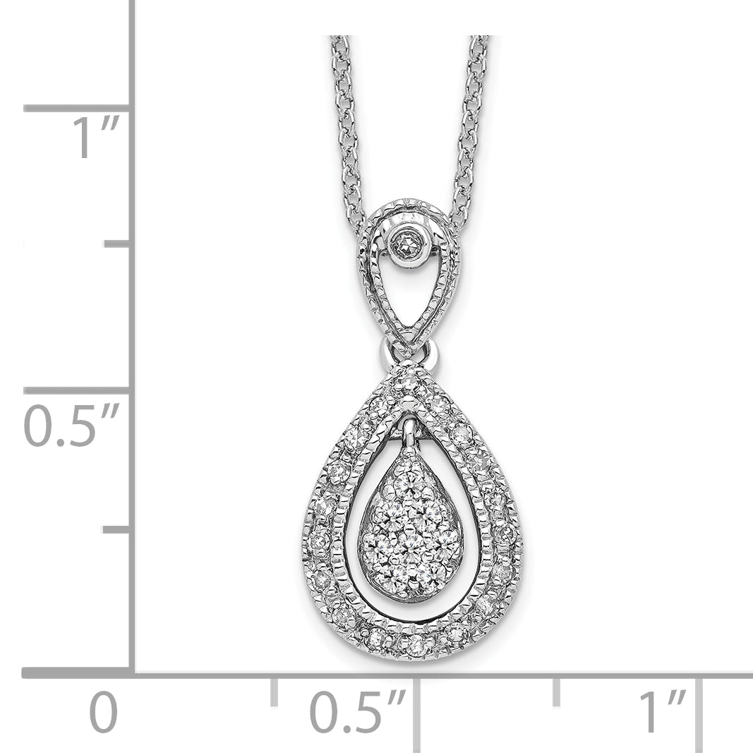 14k White Gold 1/5 Ct. Lab Grown Diamond VS/SI+ G+ 18 inch Teardrop Pendant Necklace