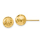 14K Yellow Gold 9mm Diamond-Cut Mirror Ball Post Earrings