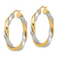 14K Yellow & Rhodium W/White Twisted Hoop Earrings