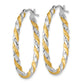 14K Yellow & Rhodium Gold White Twisted Hoop Earrings