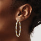 14K White Gold & Yellow Rhodium Twisted D/C Oval Hoop Earrings