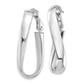 14K White Gold Polished 5mm Twisted Oval Omega Back Hoop Earrings