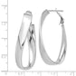 14K White Gold Polished 7mm Twisted Omega Back Oval Hoop Earrings