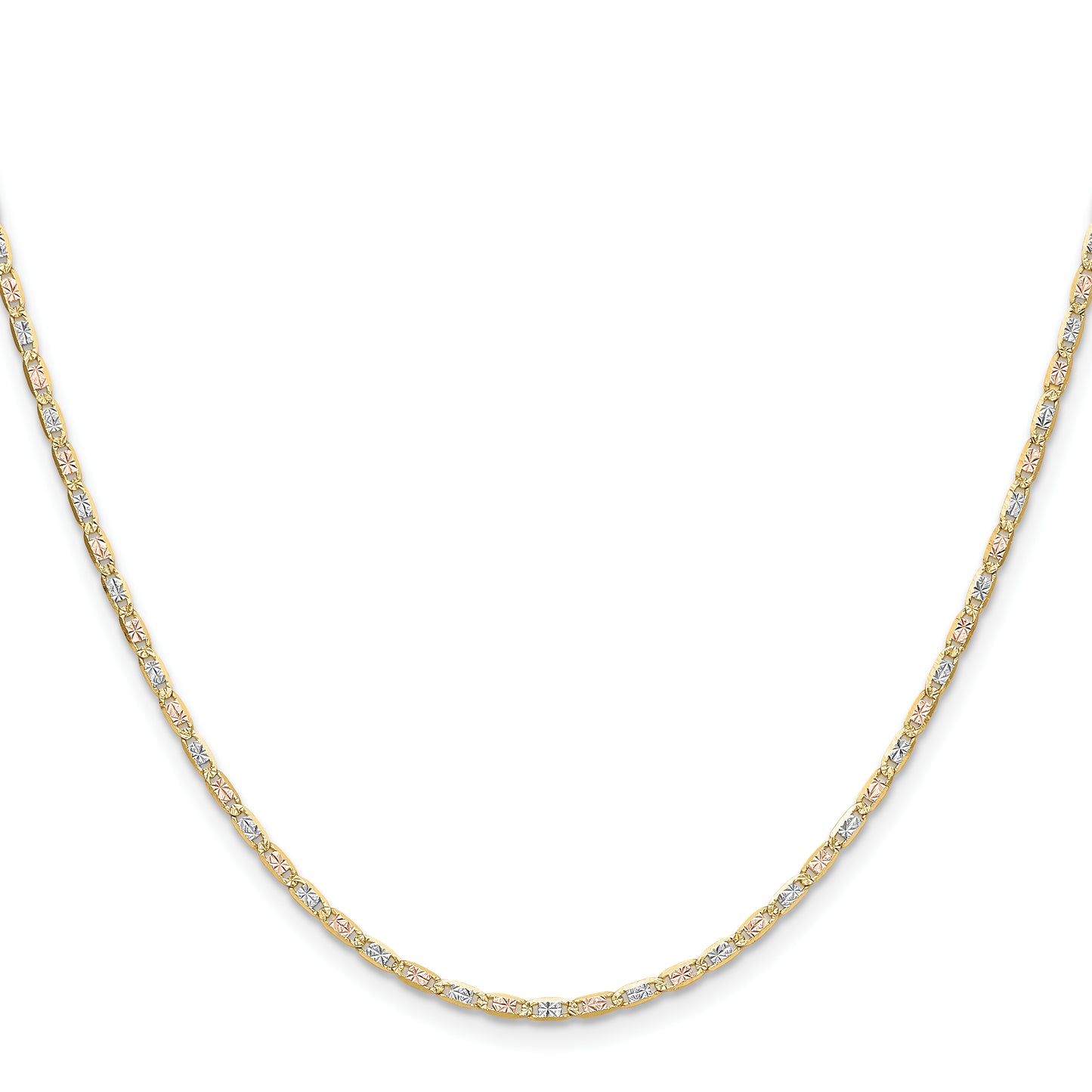 14K Tri-Color 2.0mm Gold Pav Valentino Chain