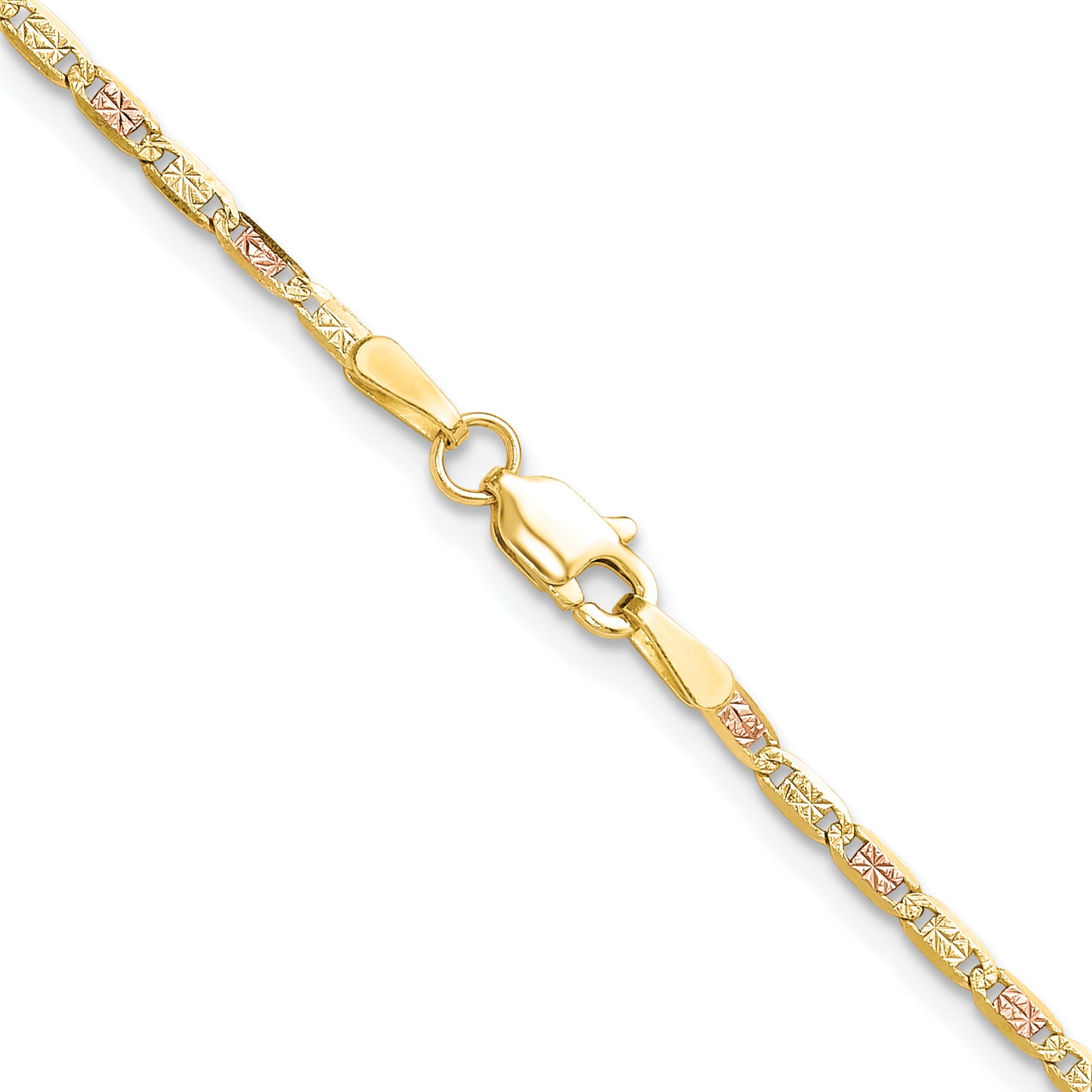 14K Tri-Color 2.0mm Gold Pav Valentino Chain