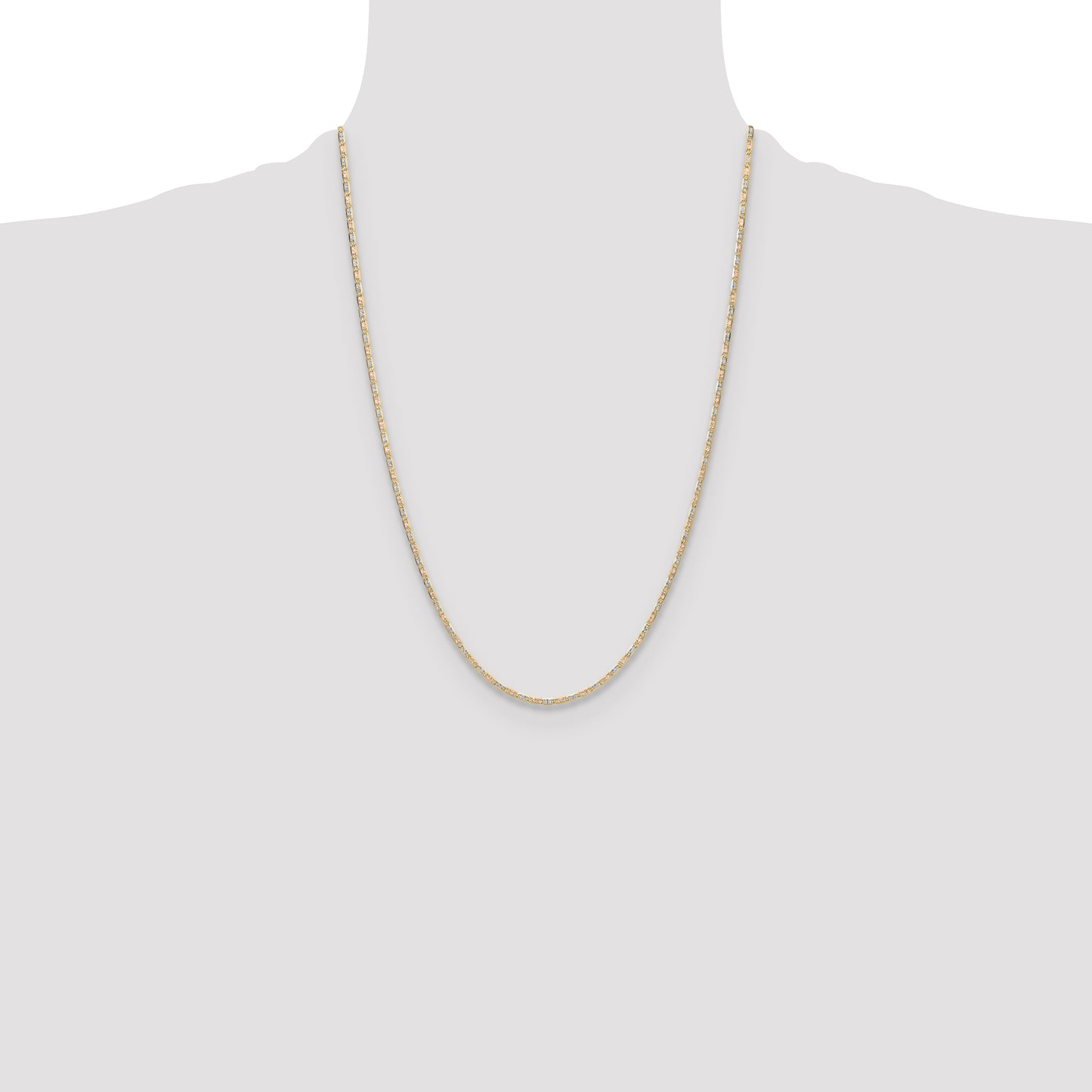 14K Tri-Color 2.0mm Gold Pav Valentino Chain