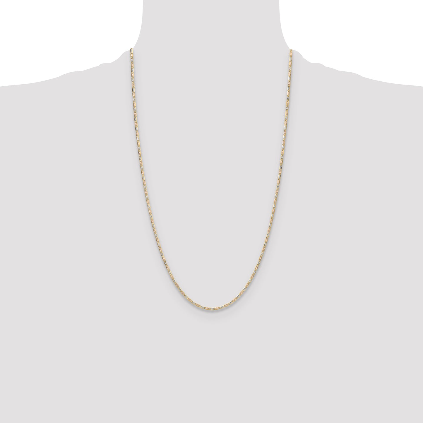 14K Tri-Color 2.0mm Gold Pav Valentino Chain