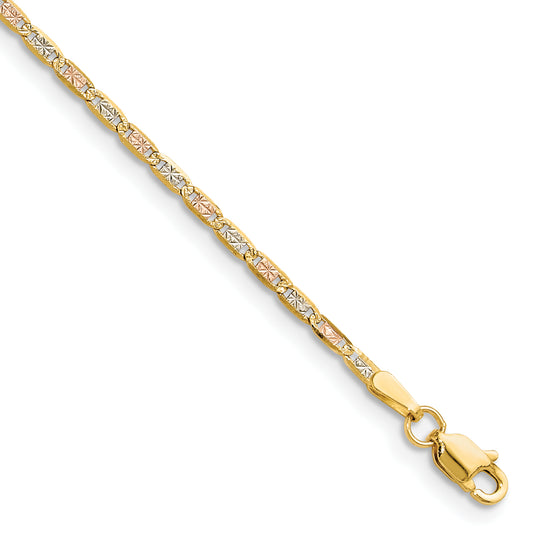 14K Tri-Color 2.0mm Gold Pav Valentino Chain