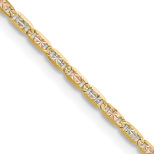 14K Tri-Color 2.0mm Gold Pav Valentino Chain